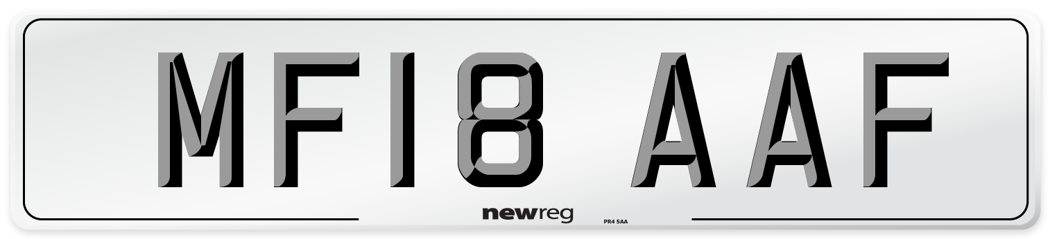 MF18 AAF Number Plate from New Reg